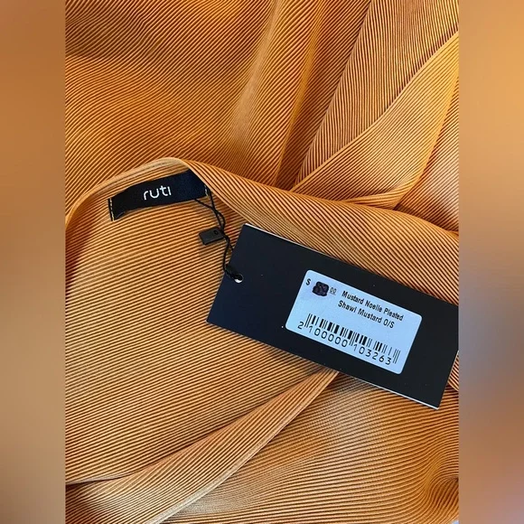 NWT Ruti Noelle Pleated Shawl Mustard Goldenrod OS - Picture 4 of 4